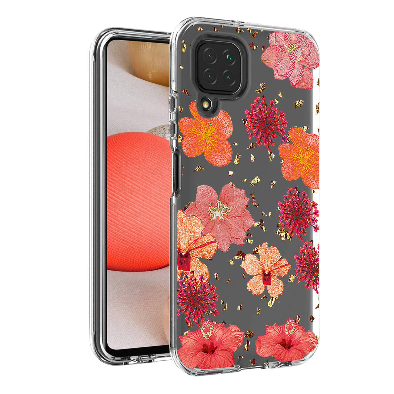 Pressed dried flower Design Phone case for Samsung Galaxy A42 5G In Red